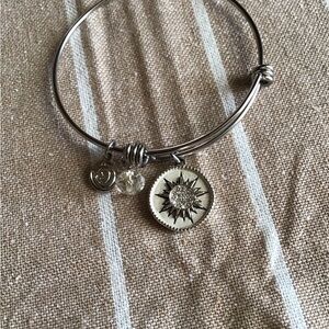 Silver Sun Charm Bangle Bracelet